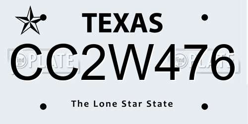 CC2W476 Texas License Plate