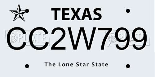 CC2W799 Texas License Plate