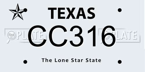 CC316 Texas License Plate