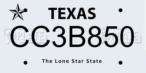 CC3B850 Texas License Plate