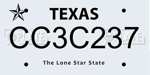 CC3C237 Texas License Plate