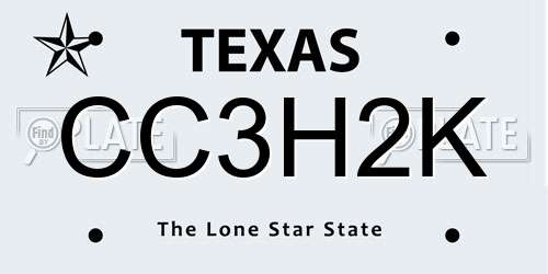 CC3H2K Texas License Plate