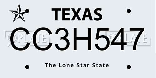 CC3H547 Texas License Plate