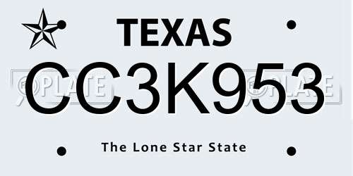 CC3K953 Texas License Plate