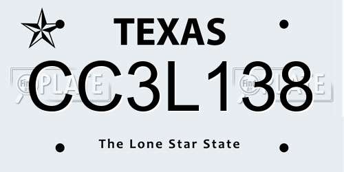CC3L138 Texas License Plate