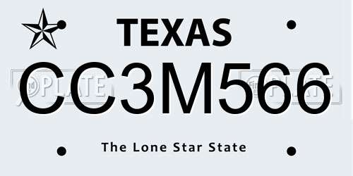 CC3M566 Texas License Plate