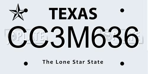 CC3M636 Texas License Plate