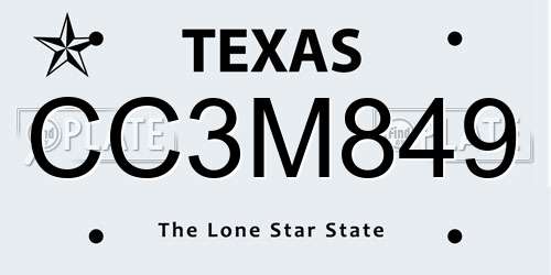 CC3M849 Texas License Plate