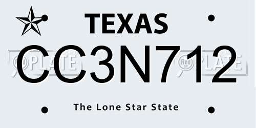CC3N712 Texas License Plate