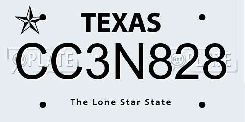 CC3N828 Texas License Plate