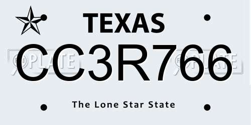 CC3R766 Texas License Plate