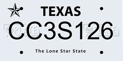 CC3S126 Texas License Plate