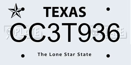 CC3T936 Texas License Plate