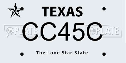 CC45C Texas License Plate