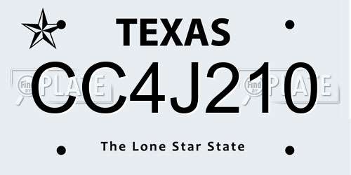 CC4J210 Texas License Plate