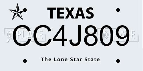 CC4J809 Texas License Plate