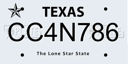 CC4N786 Texas License Plate