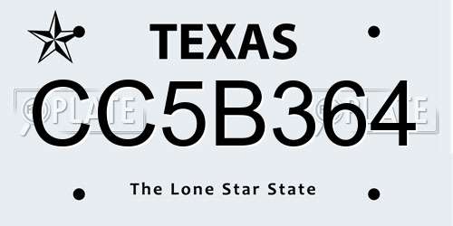 CC5B364 Texas License Plate