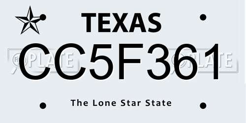 CC5F361 Texas License Plate