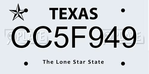 CC5F949 Texas License Plate