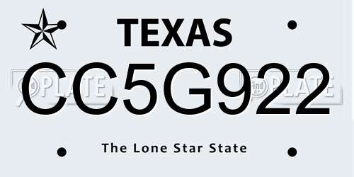 CC5G922 Texas License Plate