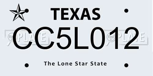 CC5L012 Texas License Plate