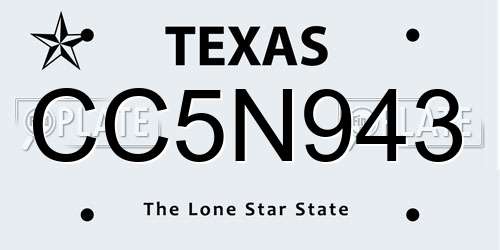 CC5N943 Texas License Plate
