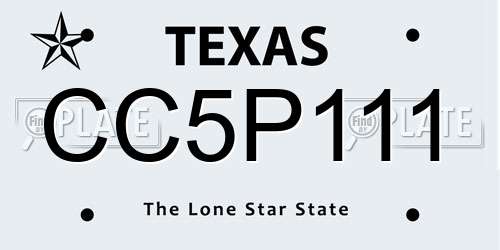 CC5P111 Texas License Plate