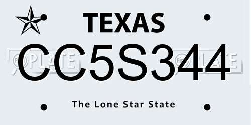 CC5S344 Texas License Plate