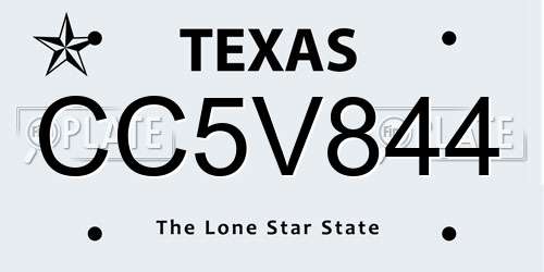 CC5V844 Texas License Plate