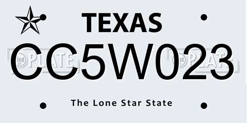 CC5W023 Texas License Plate