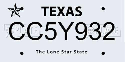 CC5Y932 Texas License Plate