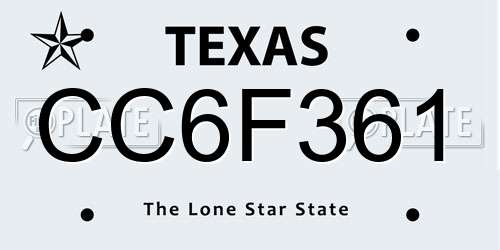 CC6F361 Texas License Plate