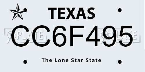 CC6F495 Texas License Plate