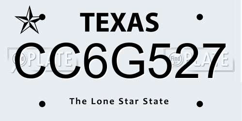 CC6G527 Texas License Plate