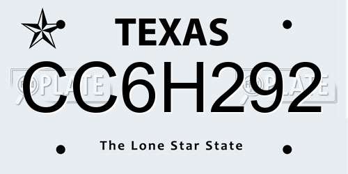 CC6H292 Texas License Plate