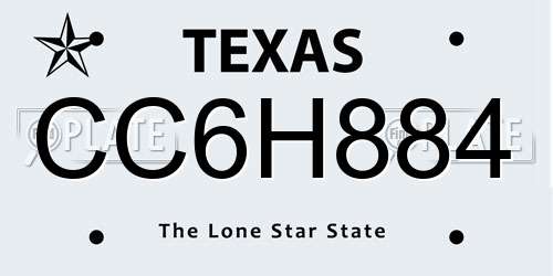 CC6H884 Texas License Plate
