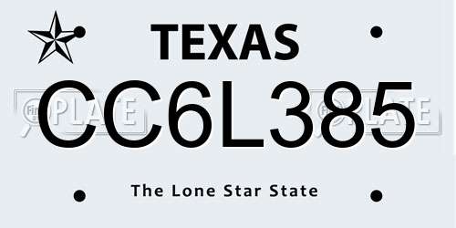 CC6L385 Texas License Plate