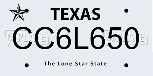 CC6L650 Texas License Plate