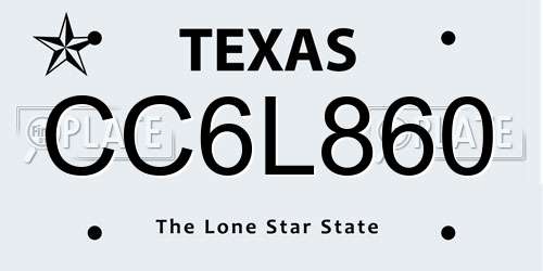 CC6L860 Texas License Plate