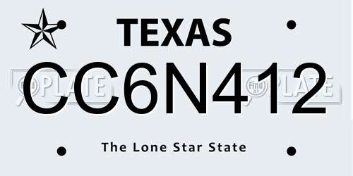 CC6N412 Texas License Plate
