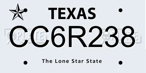 CC6R238 Texas License Plate