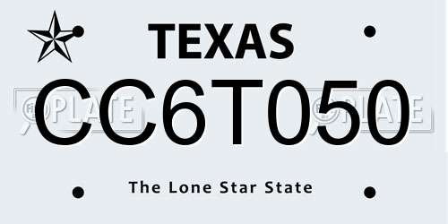 CC6T050 Texas License Plate