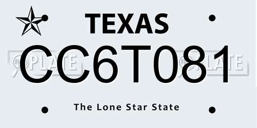 CC6T081 Texas License Plate