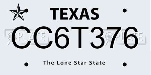CC6T376 Texas License Plate