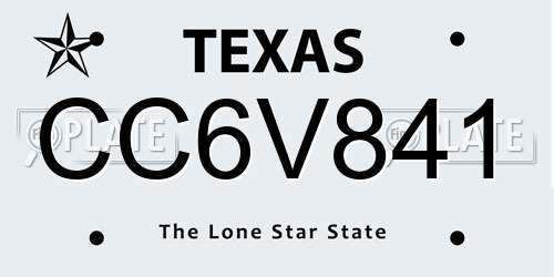 CC6V841 Texas License Plate