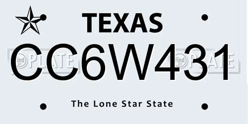 CC6W431 Texas License Plate