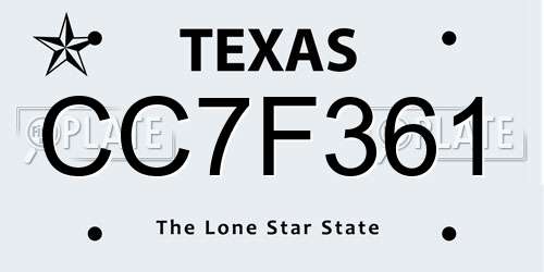 CC7F361 Texas License Plate