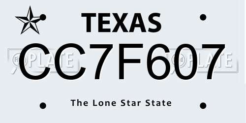 CC7F607 Texas License Plate