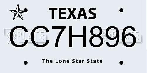 CC7H896 Texas License Plate